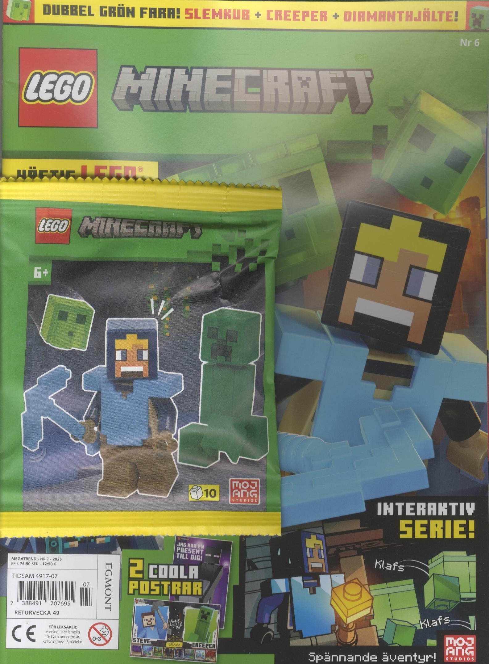 Lego Megatrend nr 7 2025, Minecraft nr 6, Slemkub+Creeper+Diamanthjälte