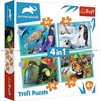 Trefl Pussel 4i1 World of Animals