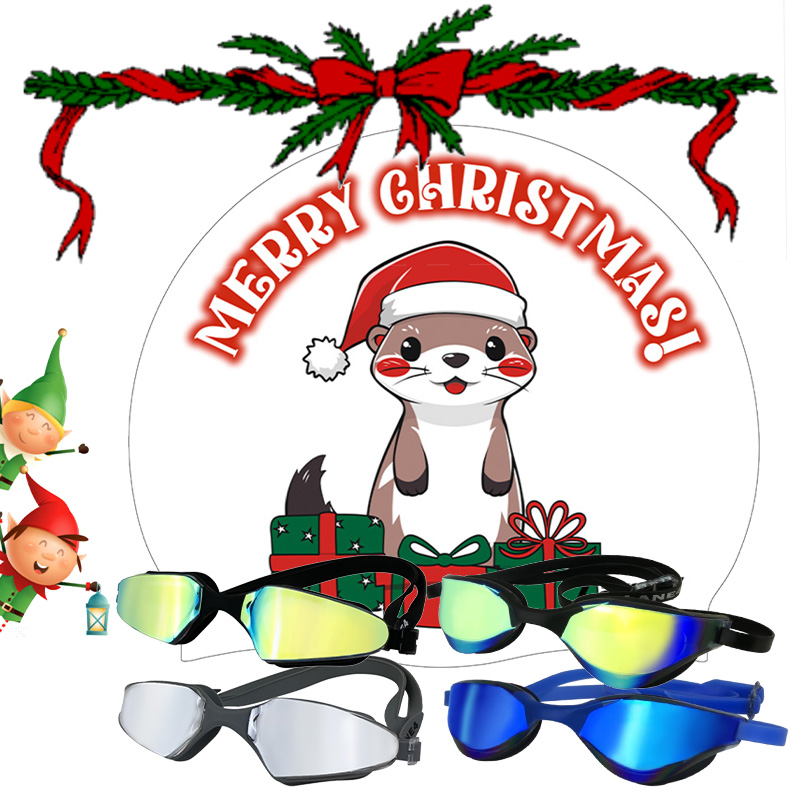 Christmas swimming cap ChipandDale, training goggles and competition goggles