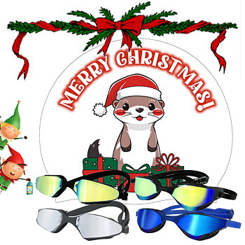 Christmas swimming cap ChipandDale, training goggles and competition goggles