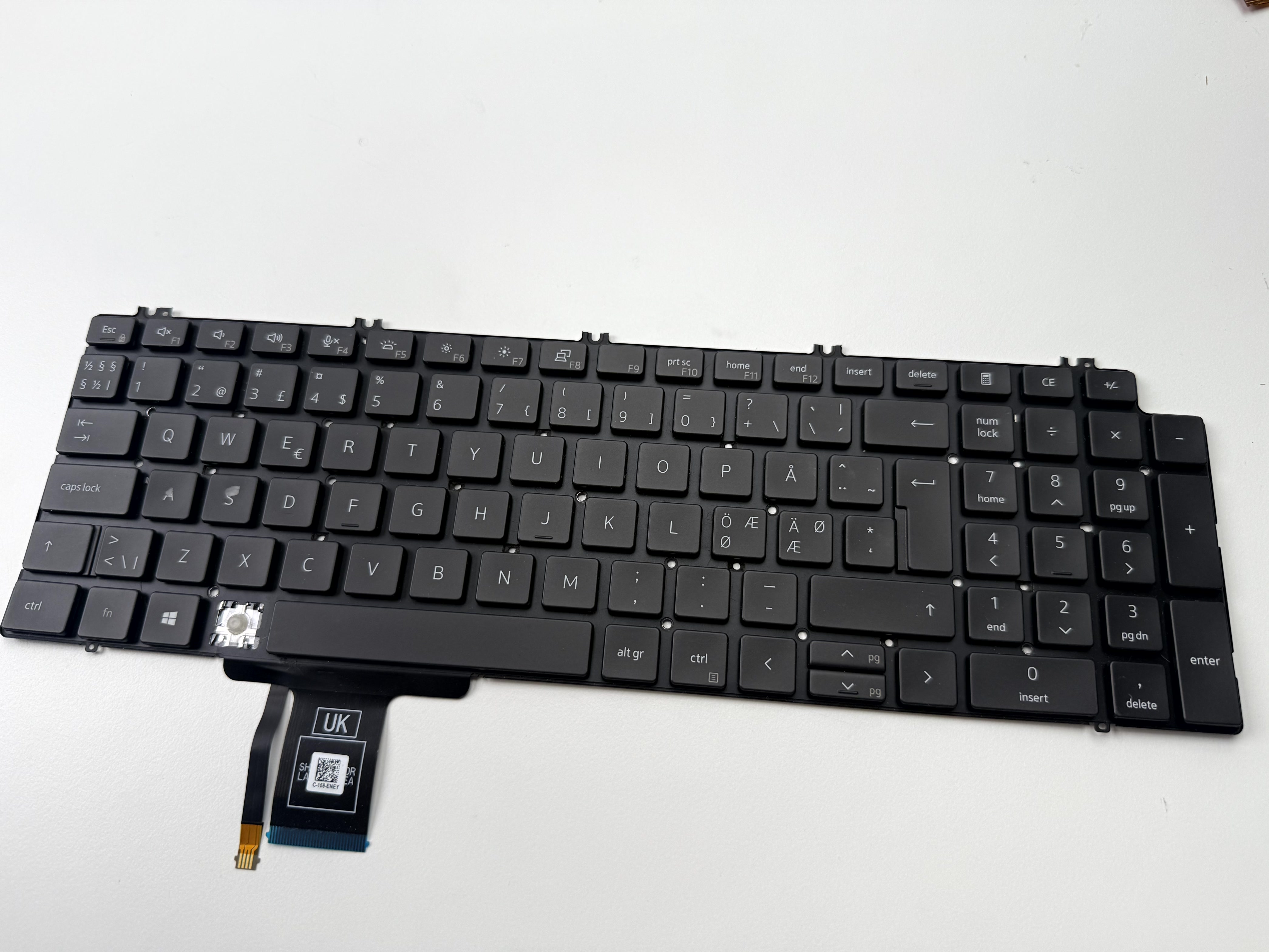 Dell Nordic Keyboard Precision (Saknar 1st knapp) 7550 7560 7750 7760 0MH9MJ MH9MJ Tangentbord
