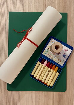 Lilla rit paketet Allt-i-ett med kritor, ritbok, växtpapper och kritvässare