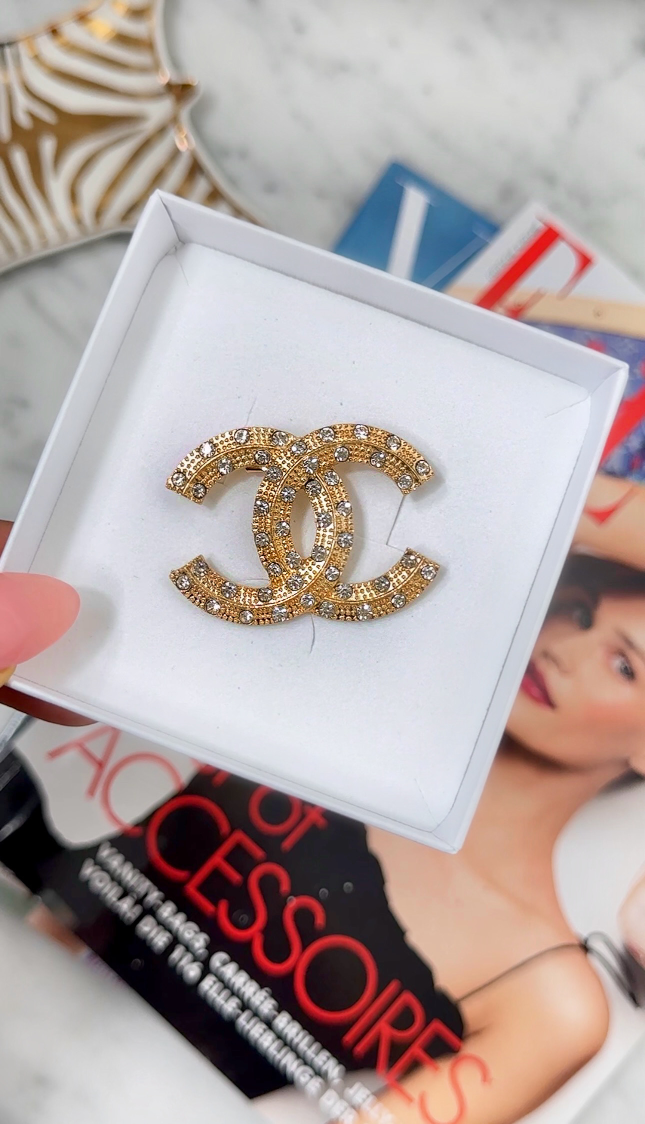 Brooch CC Designer Gold
