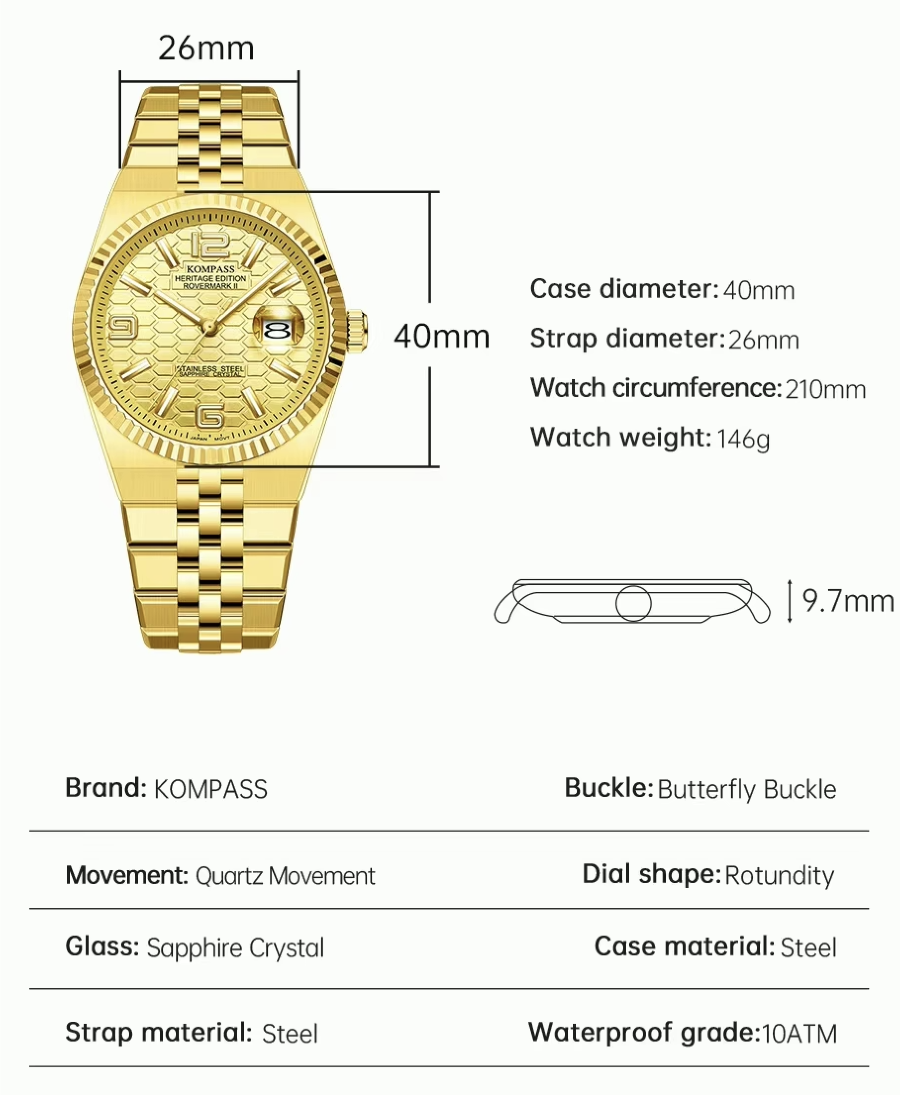 Kompass Rovermark II Silver Rose Gold Black - 12
