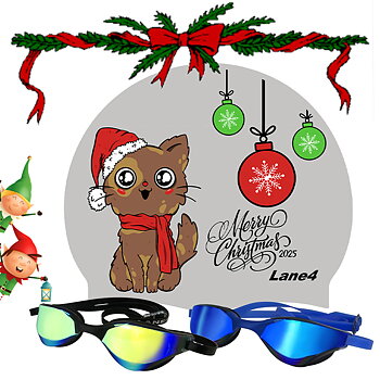 Swim pack containing a silicone swim cap and a pair of Lane 4 competition and training goggles