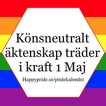 Gender neutral marriage enters into force on 1st of May in Sweden