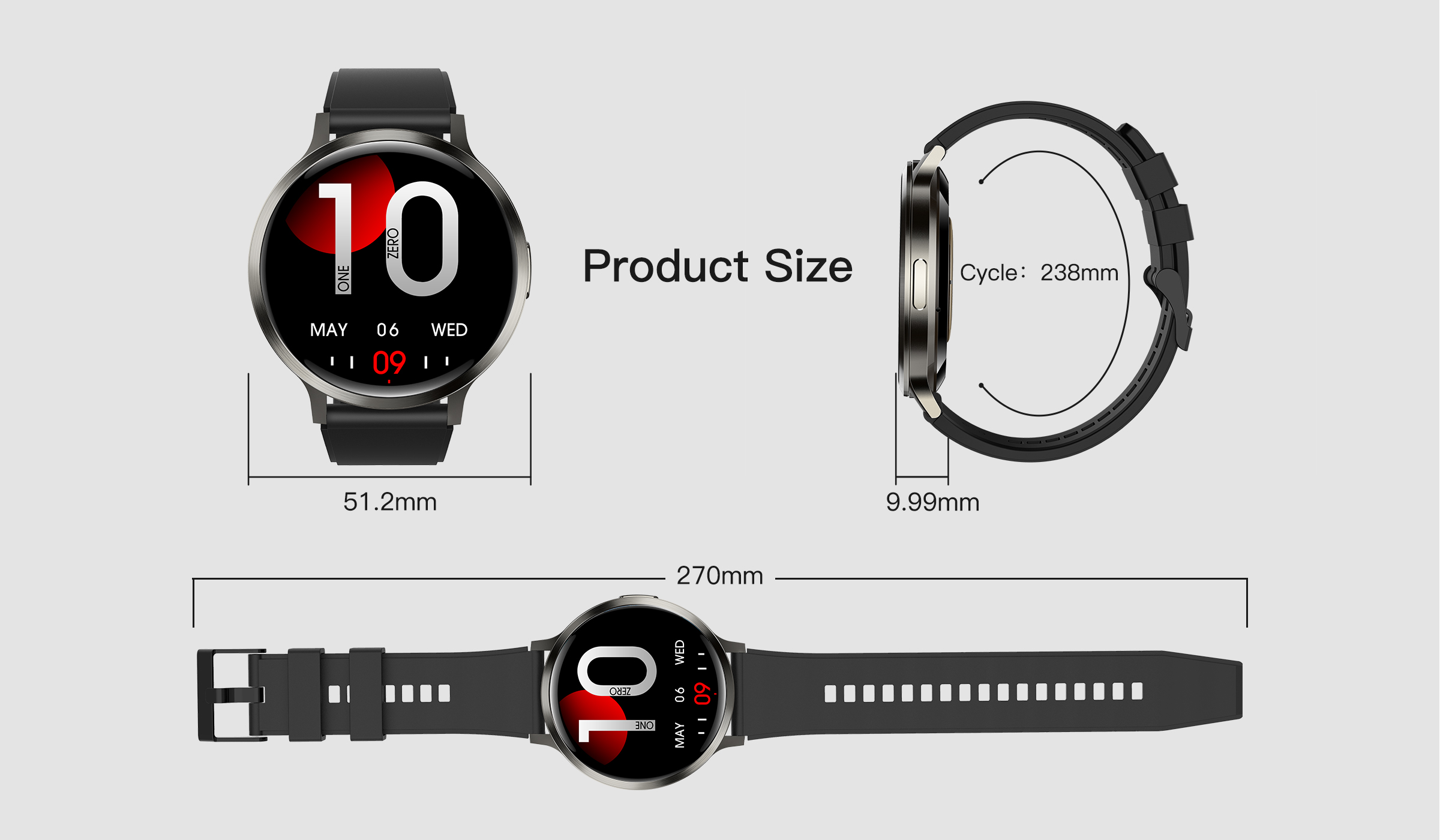 Philippe Palmer Smart Watch LP84 AMOLED Black Rubber - 18