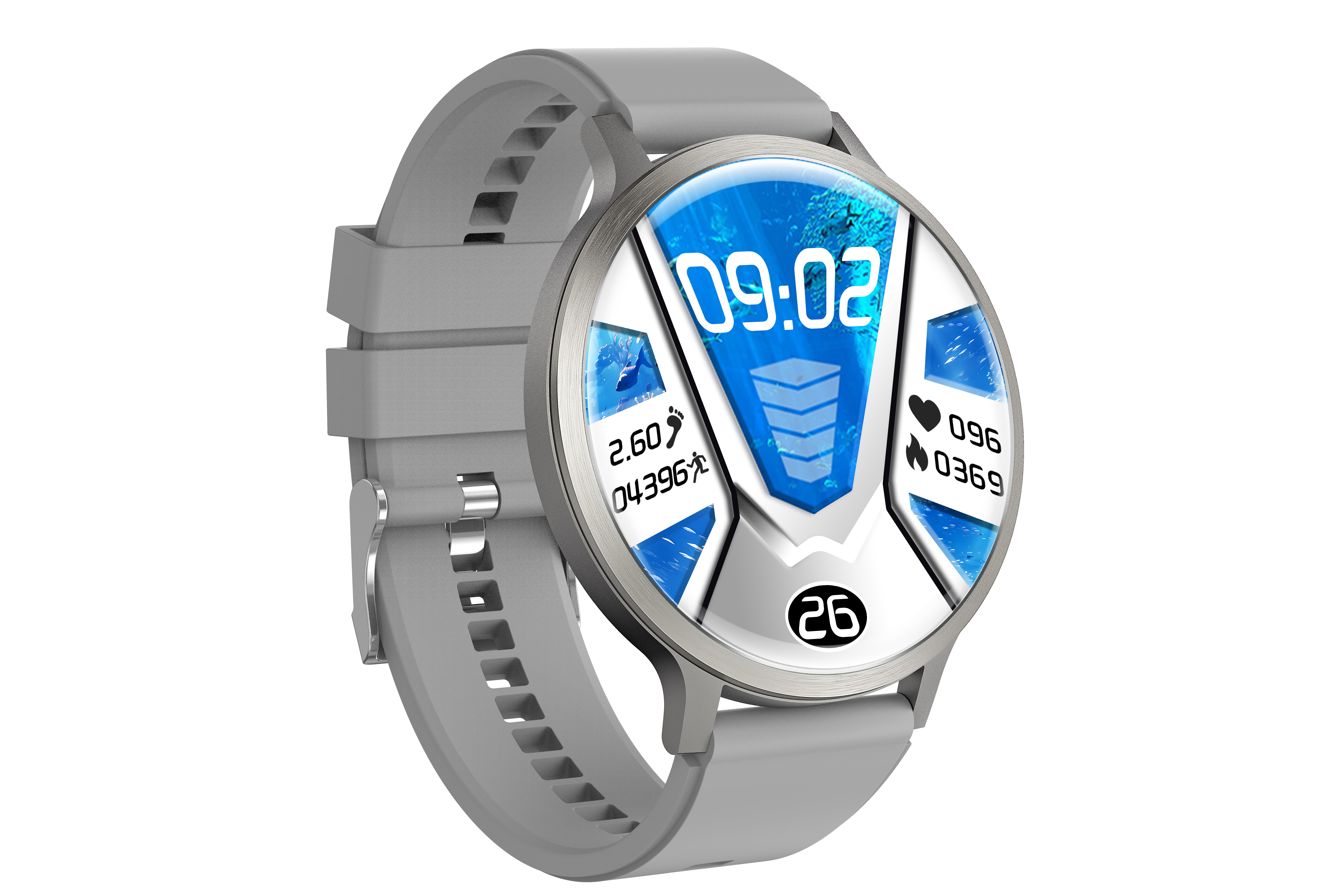 Philippe Palmer Smart Watch LP84 AMOLED Silver Rubber - 22