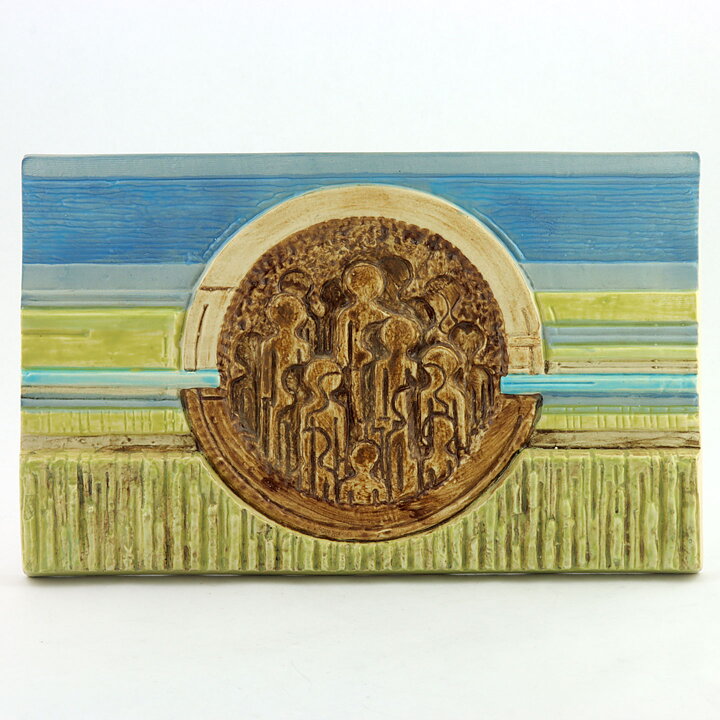 Stig Carlsson (1960s) Colorful Relief Wall Plaque with People Motif 30 cm