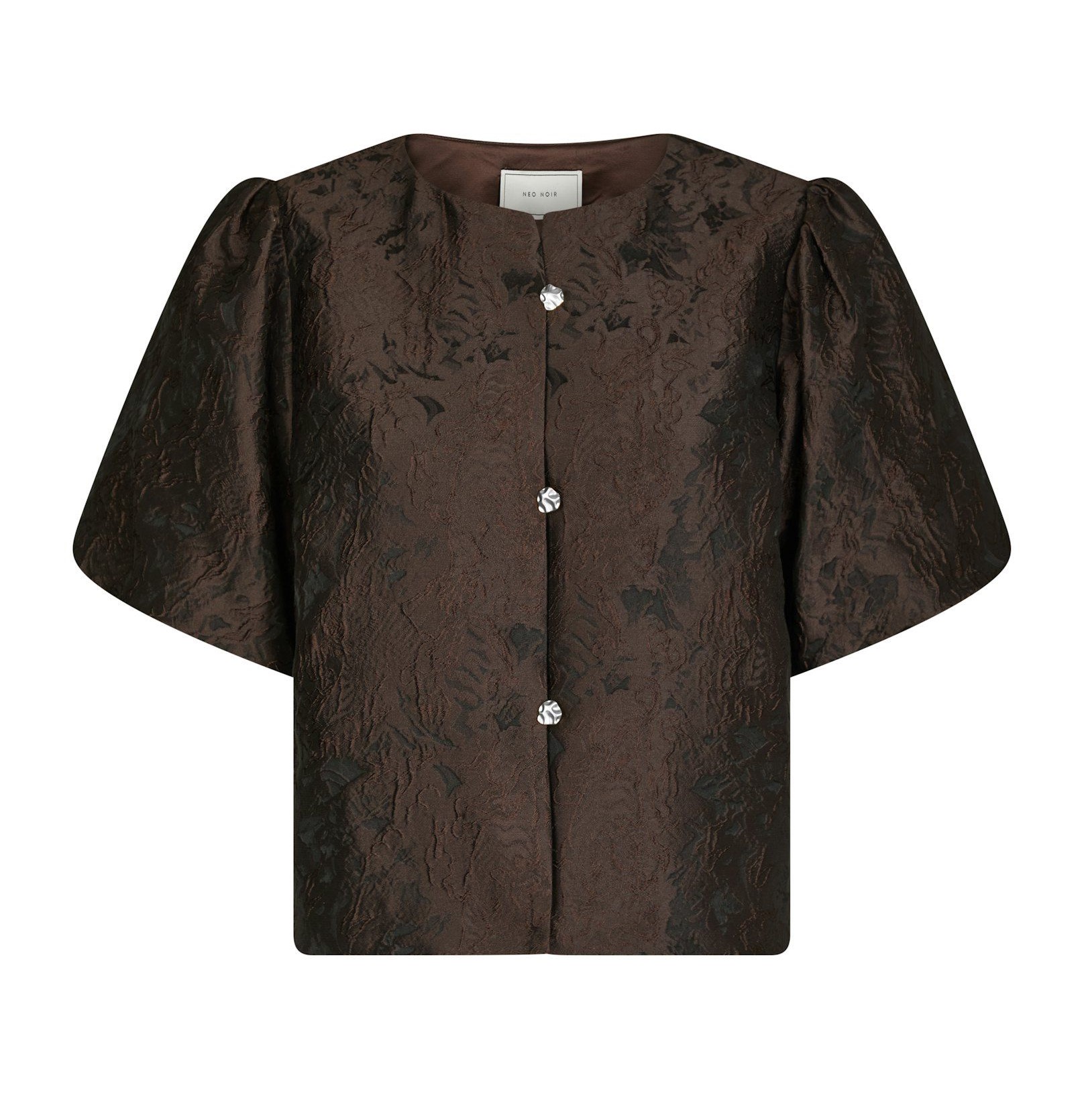 Neo Noir Aisa Brocade  Blouse, Dark Brown
