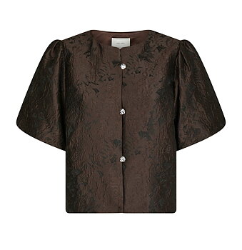Neo Noir Aisa Brocade  Blouse, Dark Brown