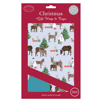 Christmas Wrap Otter House Donkey Motif Donkeys
