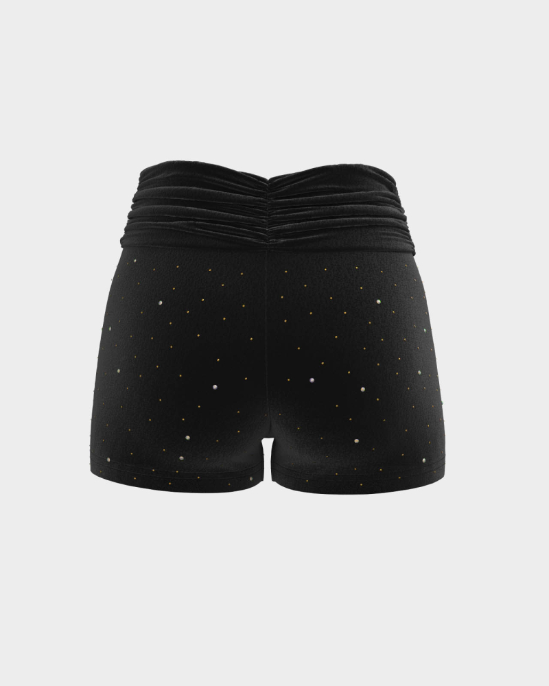 Shorts i sammet med kristaller och nitar - 2