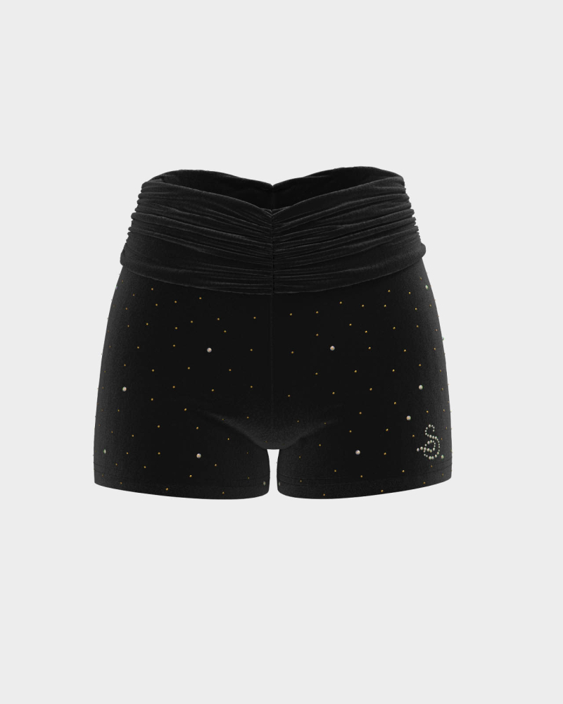 Shorts i sammet med kristaller och nitar - 3