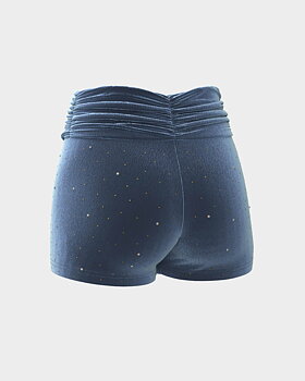 Shorts i sammet med kristaller och nitar