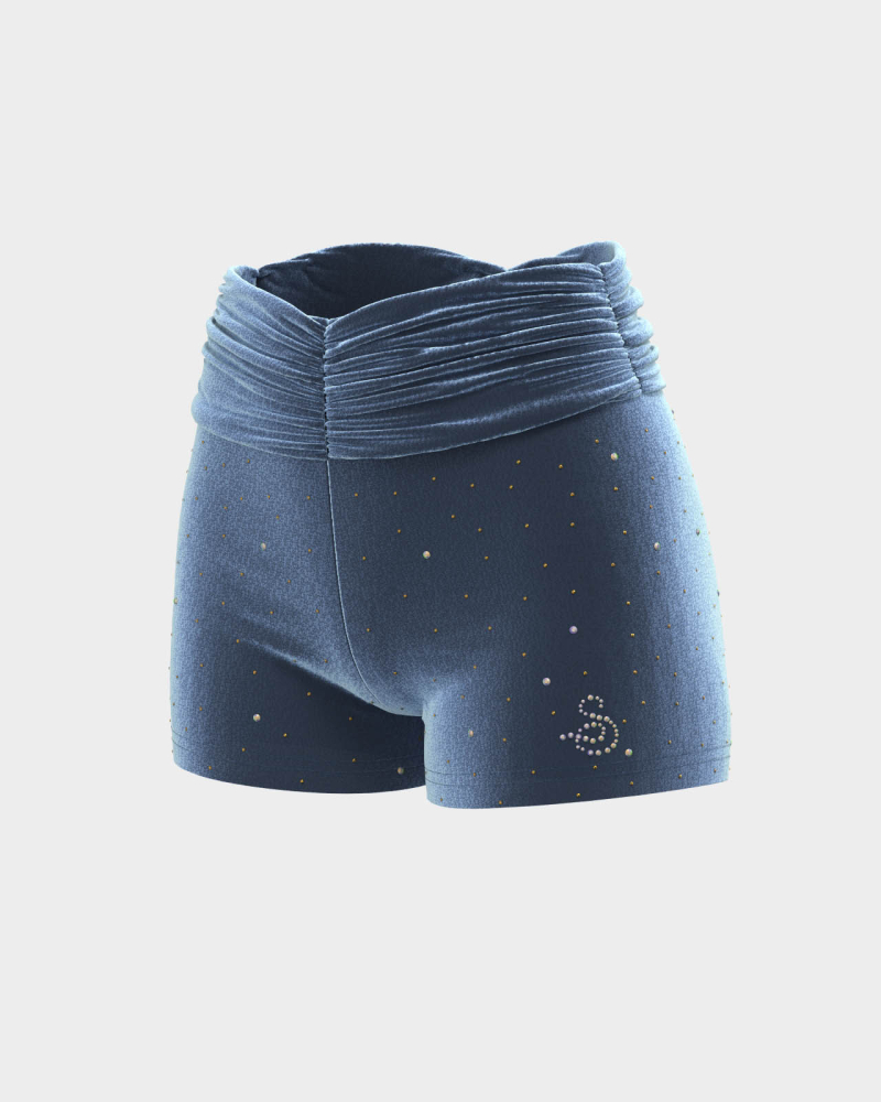 Shorts i sammet med kristaller och nitar - 2