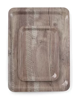Serving tray with melamine laminate, non slip, with Wood dark-design 240x340
