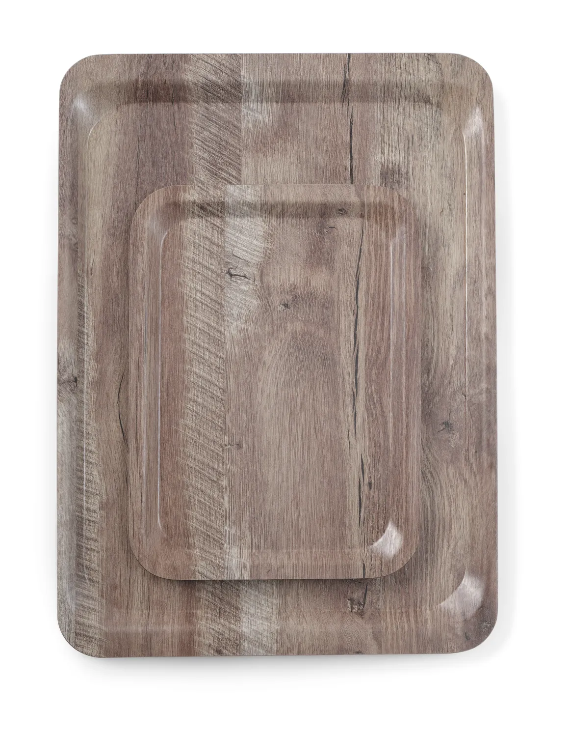 Serving tray with melamine laminate, non slip, with Wood dark-design 370x530 - 2