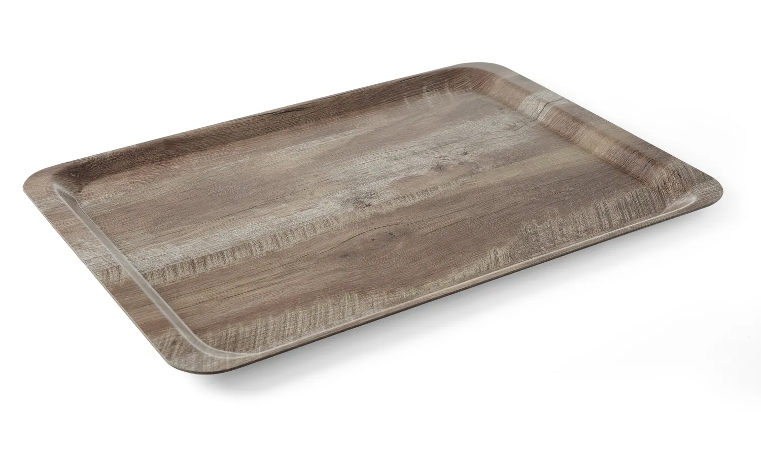 Serving tray with melamine laminate, non slip, with Wood dark-design 370x530