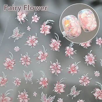 Nagelklistermärken rosa blommor – Fairy Flower