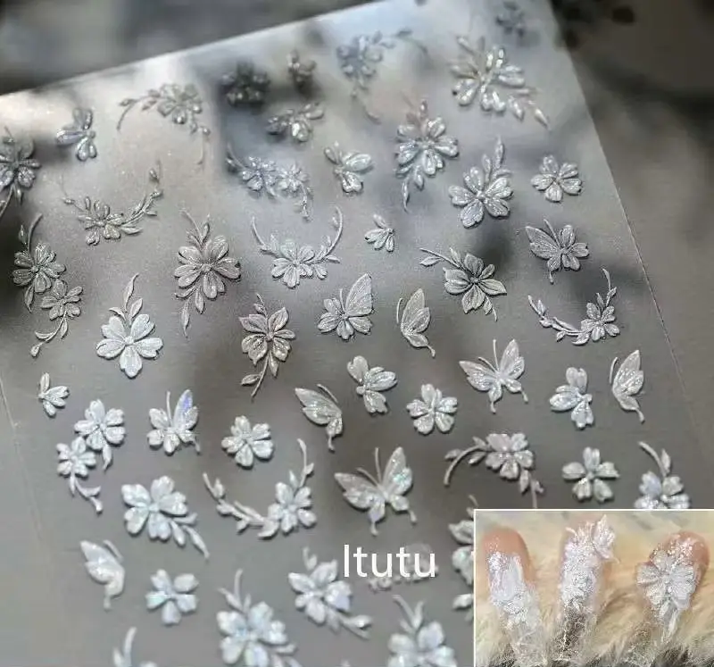 Nagelklistermärken vita blommor – Fairy Ice Flower - 2