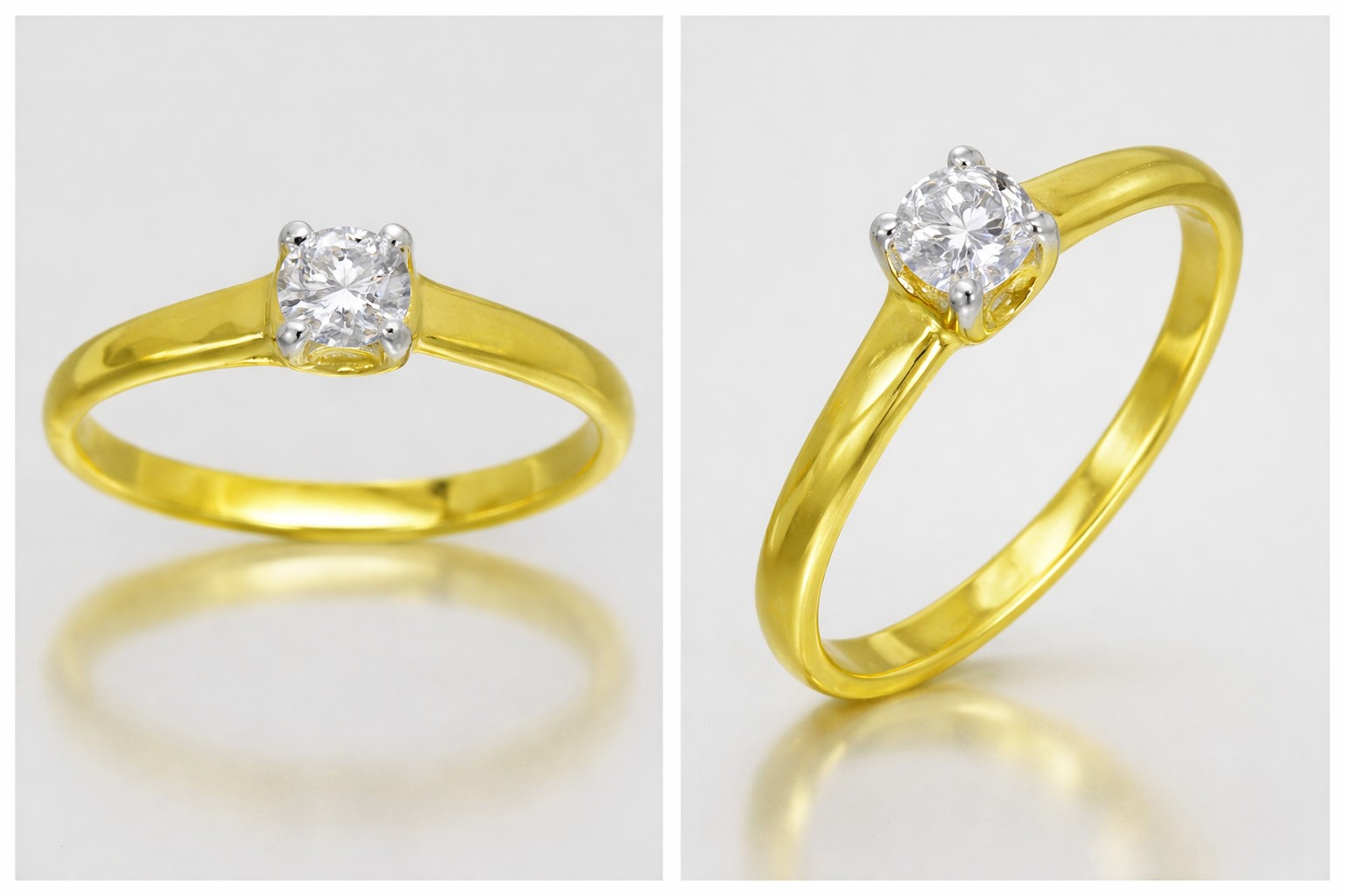 Exclusivo anillo de oro de 18 quilates con diamante blanco F de 0,23 ct