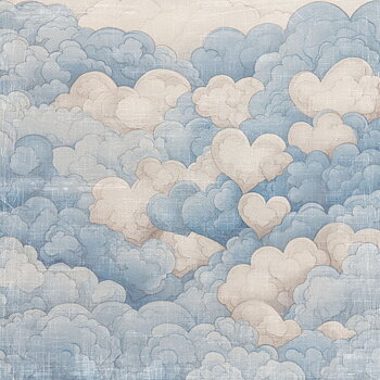 Papper Scrapbooking  Reprint -Happiness ,  Blue heart cloud-  12x12 (30,5 x 30,5 cm)