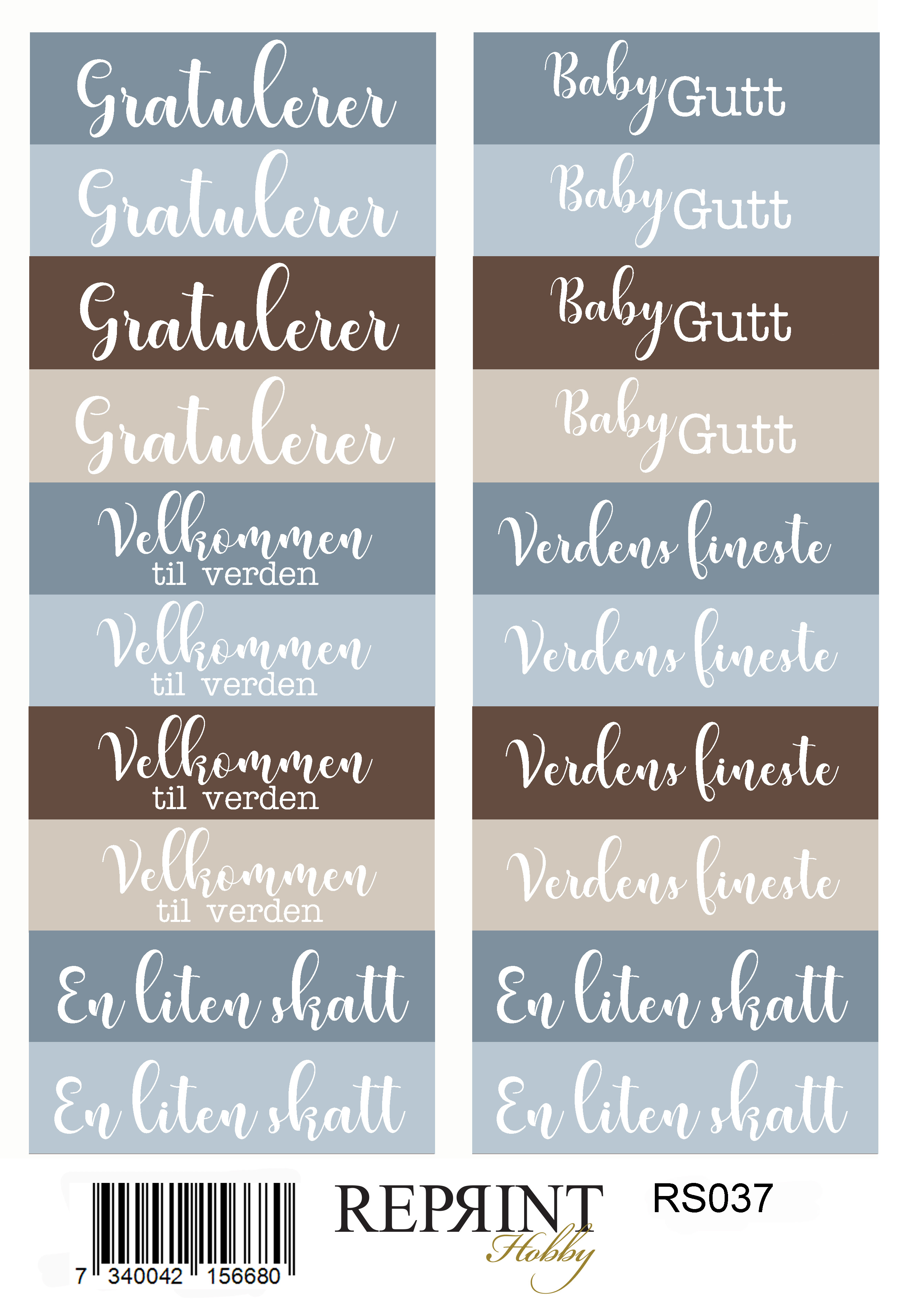 Stickers Reprint - Happiness baby boy Norsk  text -  11x16 cm