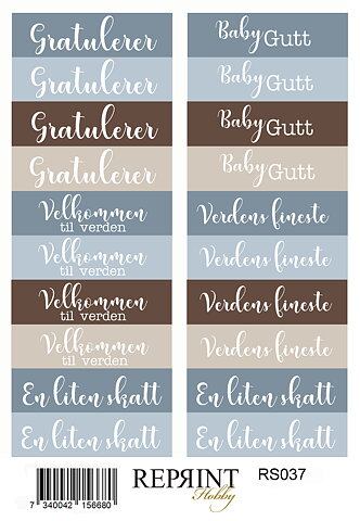 Stickers Reprint - Happiness baby boy Norsk  text -  11x16 cm