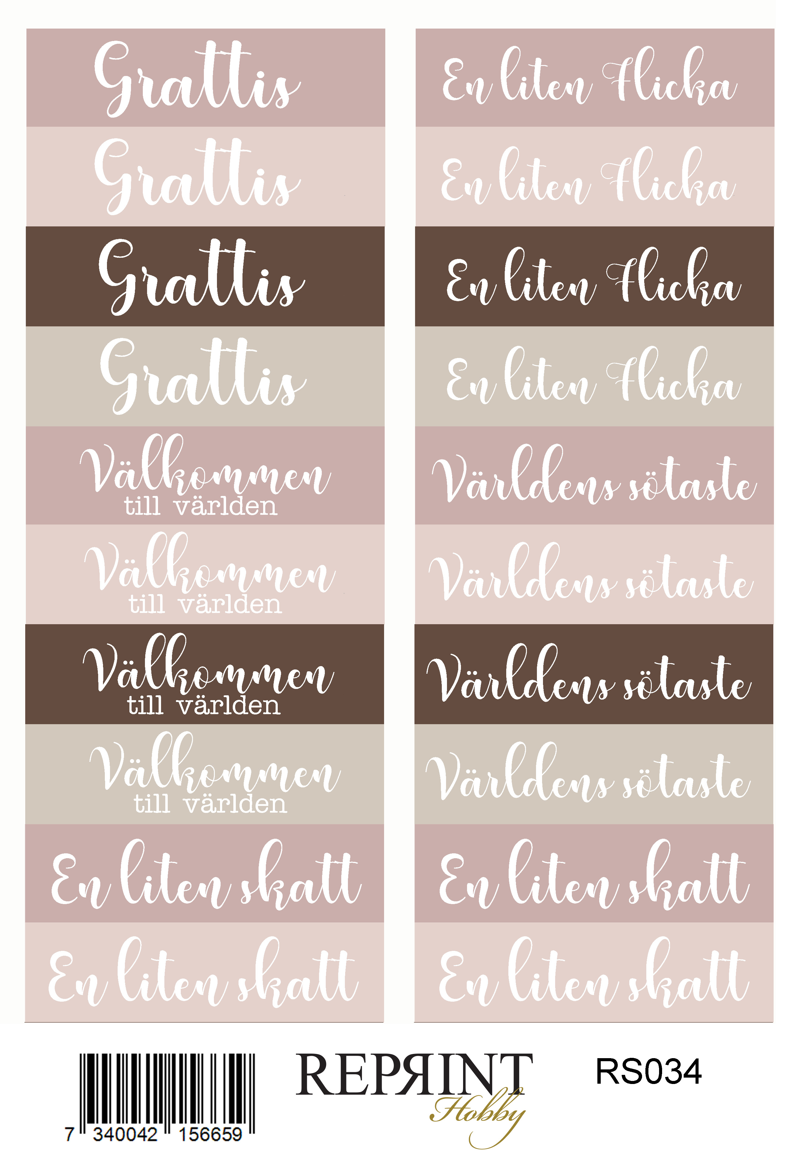 Stickers Reprint - Happiness baby Girl Svensk text   11x16 cm