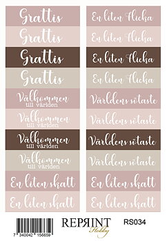 Stickers Reprint - Happiness baby Girl Svensk  text -  11x16 cm