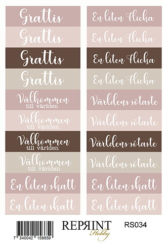 Stickers Reprint - Happiness baby Girl Svensk  text -  11x16 cm