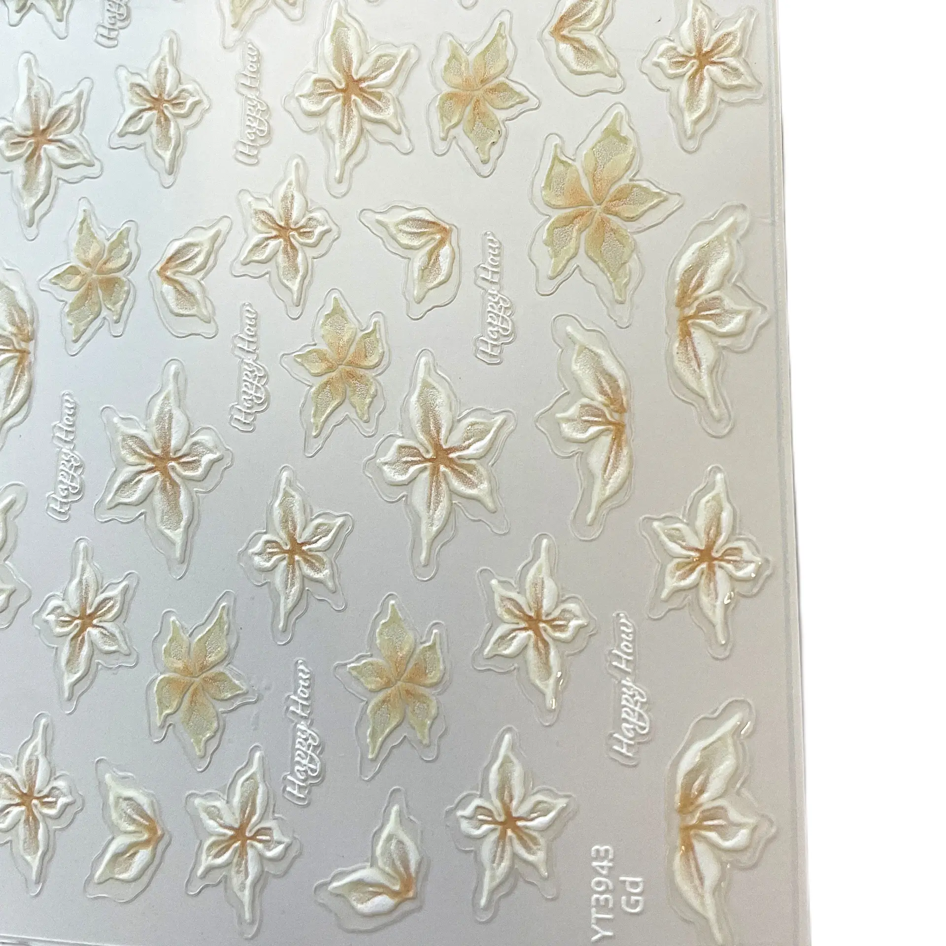 Nagelklistermärken ljusgula blommor – Fairy Pearl Flower - 2