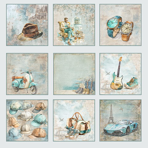 Papper Scrapbooking  Reprint -Masculine Moments , Tags -  12x12 (30,5 x 30,5 cm)