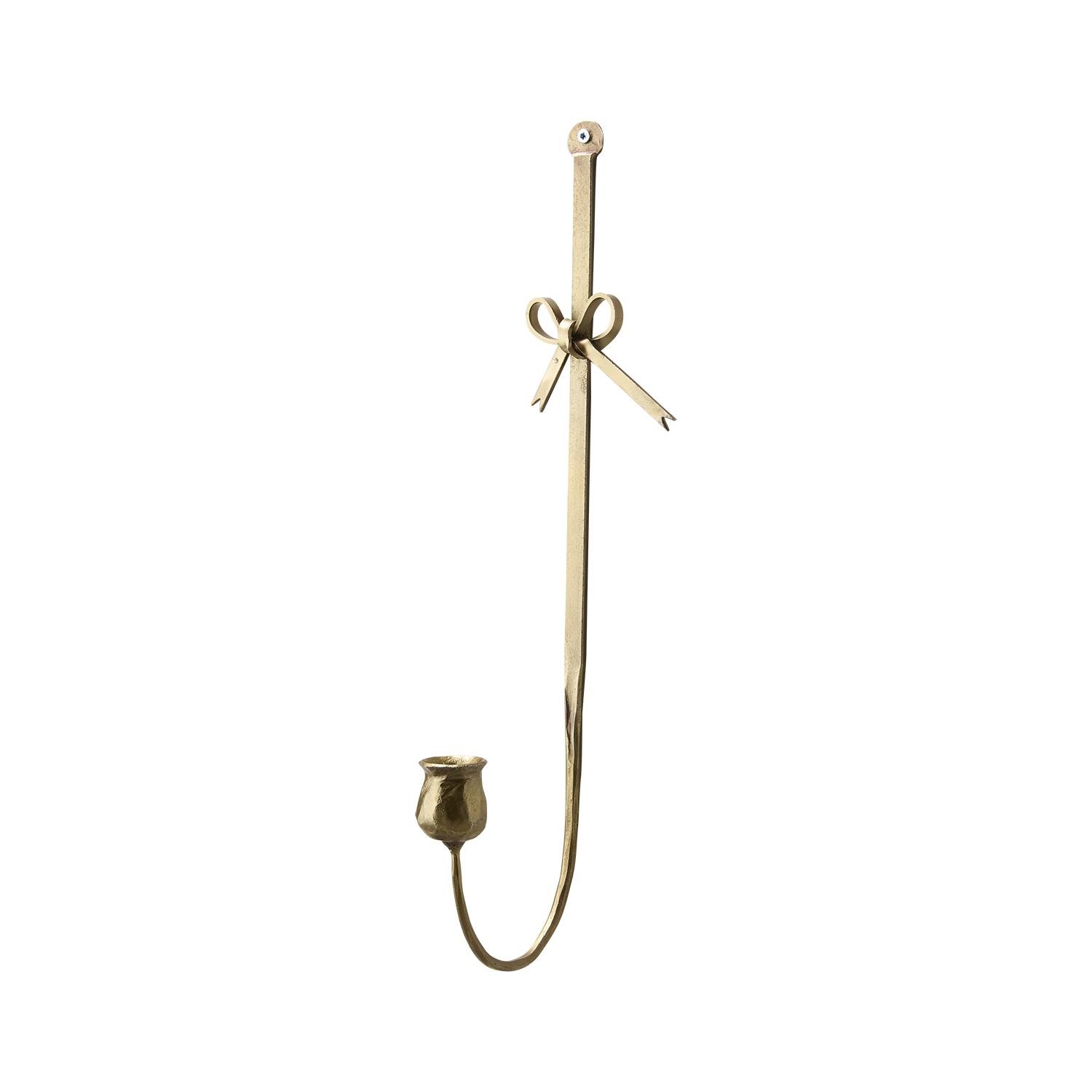 Väggljusstake med rosett - Lampett -Ljusstake - Antik mässing - 46 cm - 3