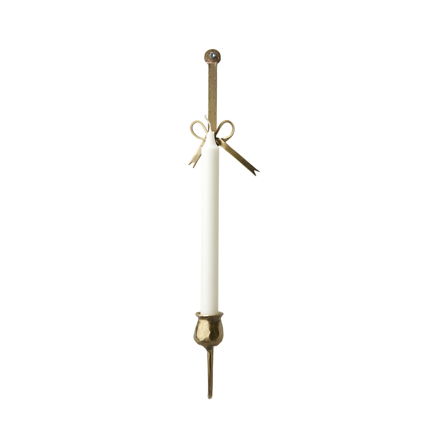 Väggljusstake med rosett - Lampett -Ljusstake - Antik mässing - 46 cm - 7
