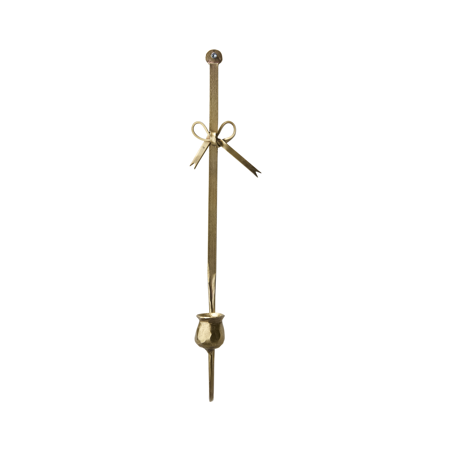 Väggljusstake med rosett - Lampett -Ljusstake - Antik mässing - 46 cm - 6