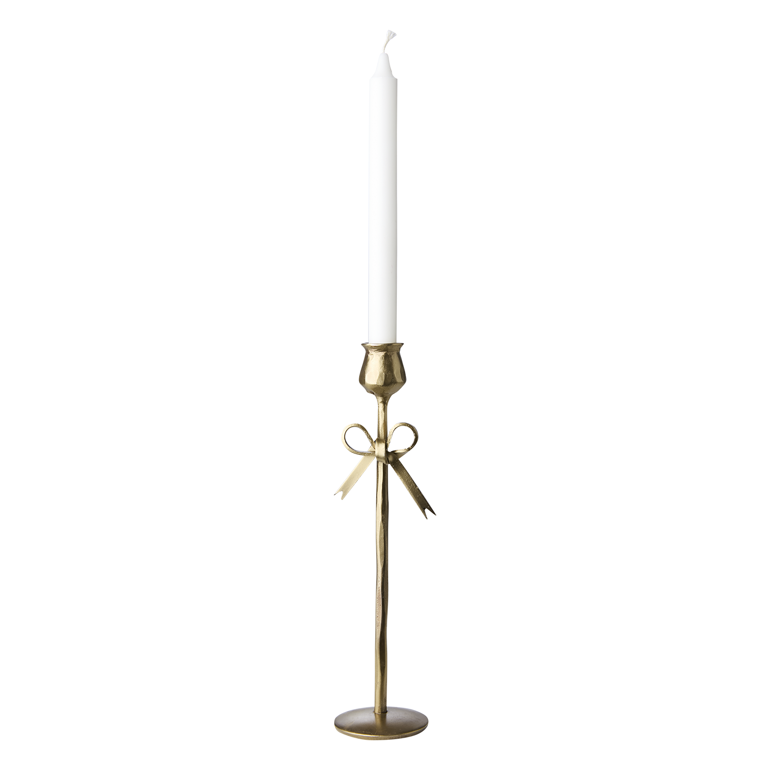 Ljusstake med rosett - Lampett -Ljusstake - Antik mässing - 30 cm - 4