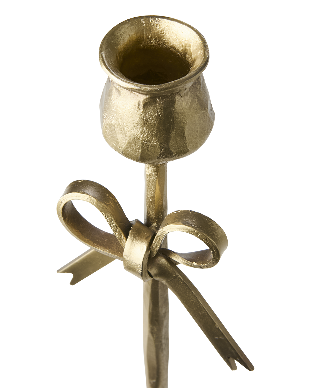 Ljusstake med rosett - Lampett -Ljusstake - Antik mässing - 30 cm - 3