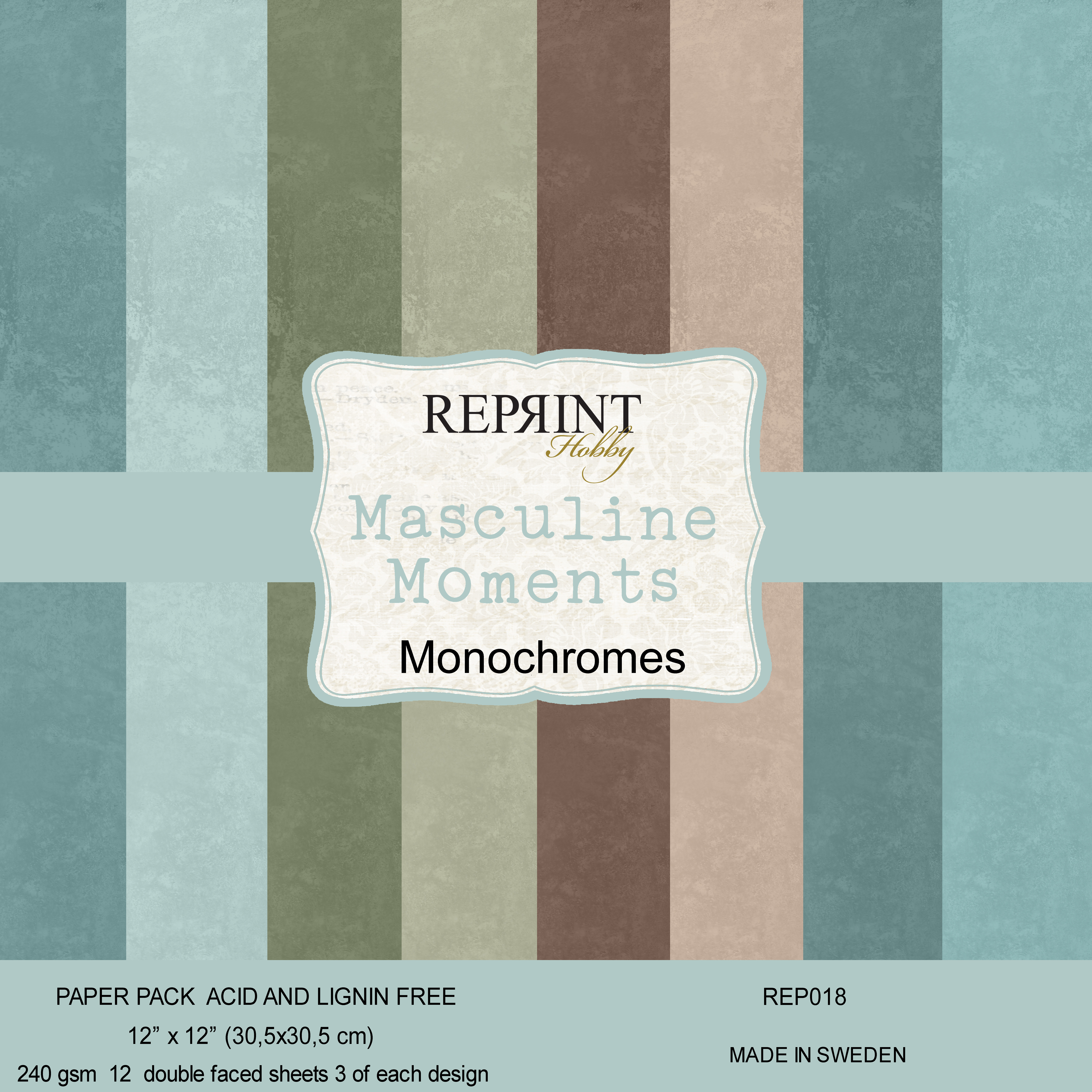 Paperpack Reprint -Masculine Moments  Monochromes -  12x12