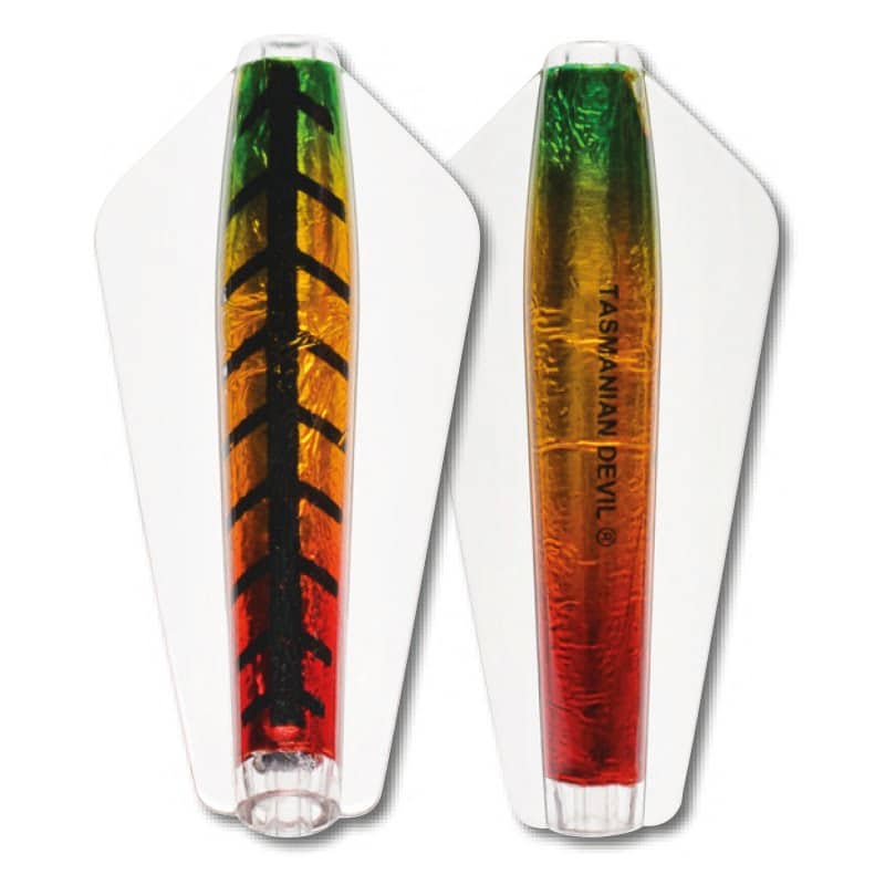 spoon lures with a fluttering action that are popular for fishing for rainbow trout and other introduced fish