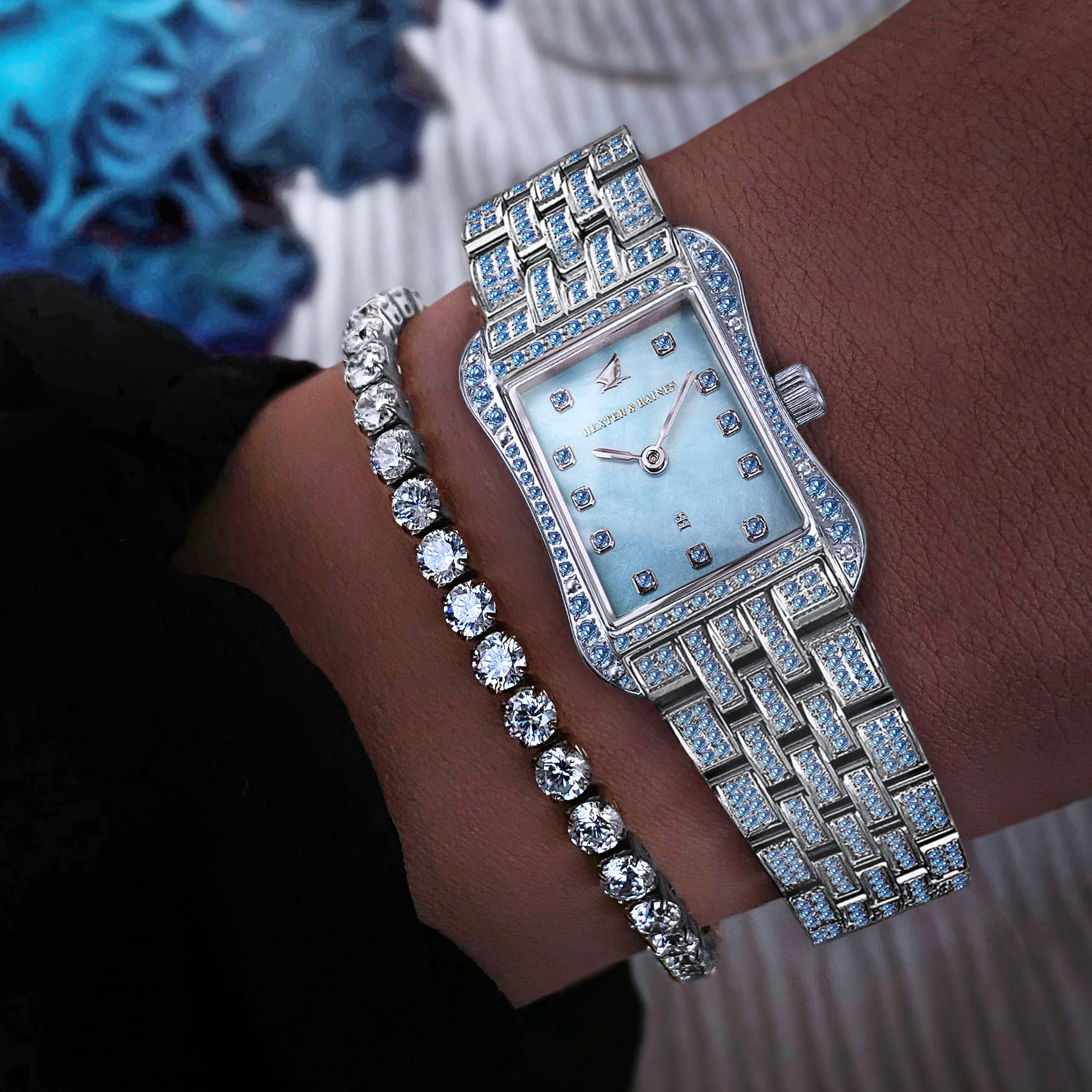 H&B Cronvas Pearl, Aqua Blue & Silver - 3