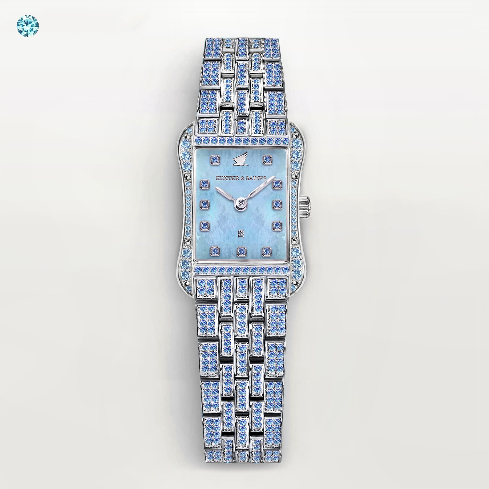 H&B Cronvas Pearl, Aqua Blue & Silver