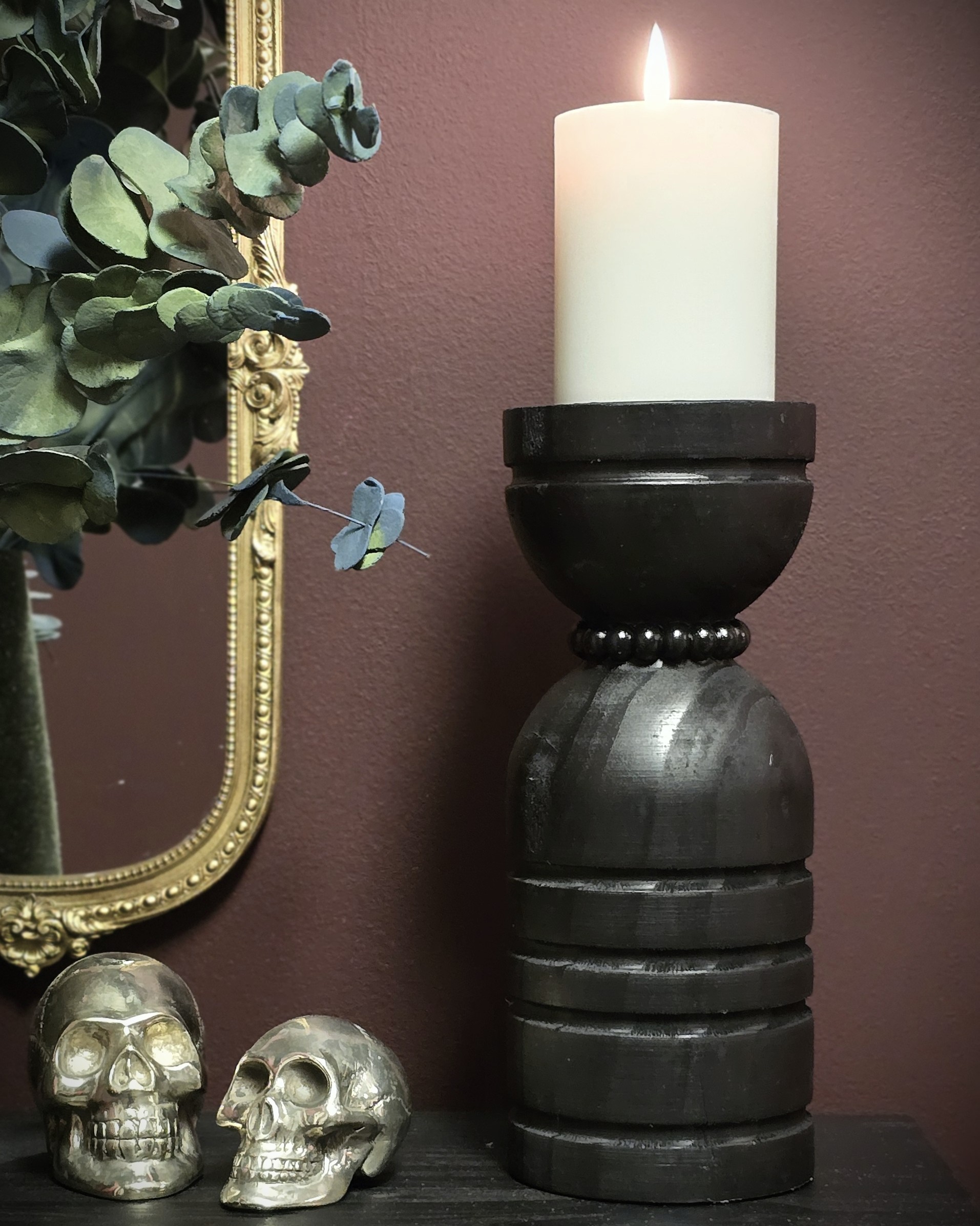 Blockljusstake - Black Wood L
