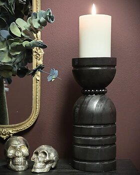 Blockljusstake - Black Wood L