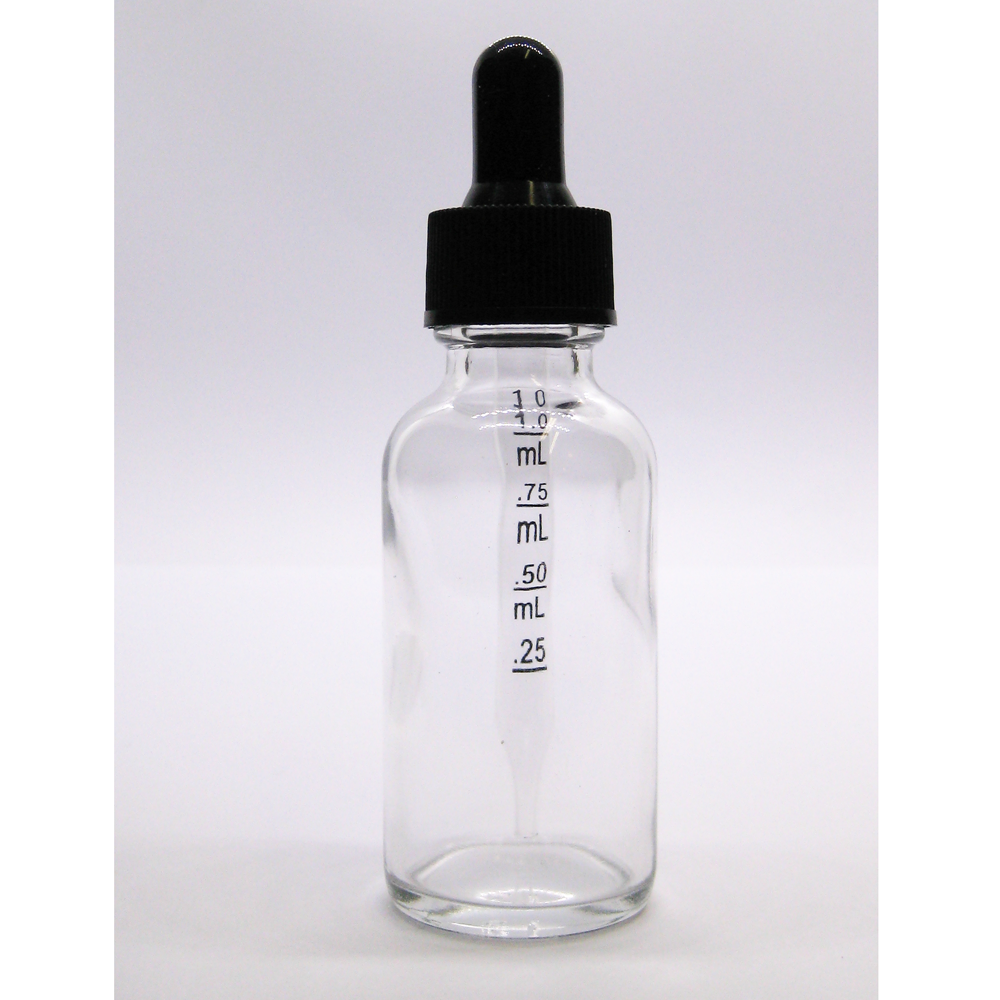 Glasflaska 30 ml, med 1 ml pipett