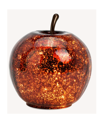 Äpple i glas röd metallic med LED- belysning och timer L