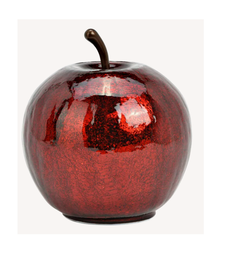 Äpple i glas röd metallic med LED- belysning och timer L