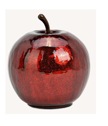 Äpple i glas röd metallic med LED- belysning och timer L