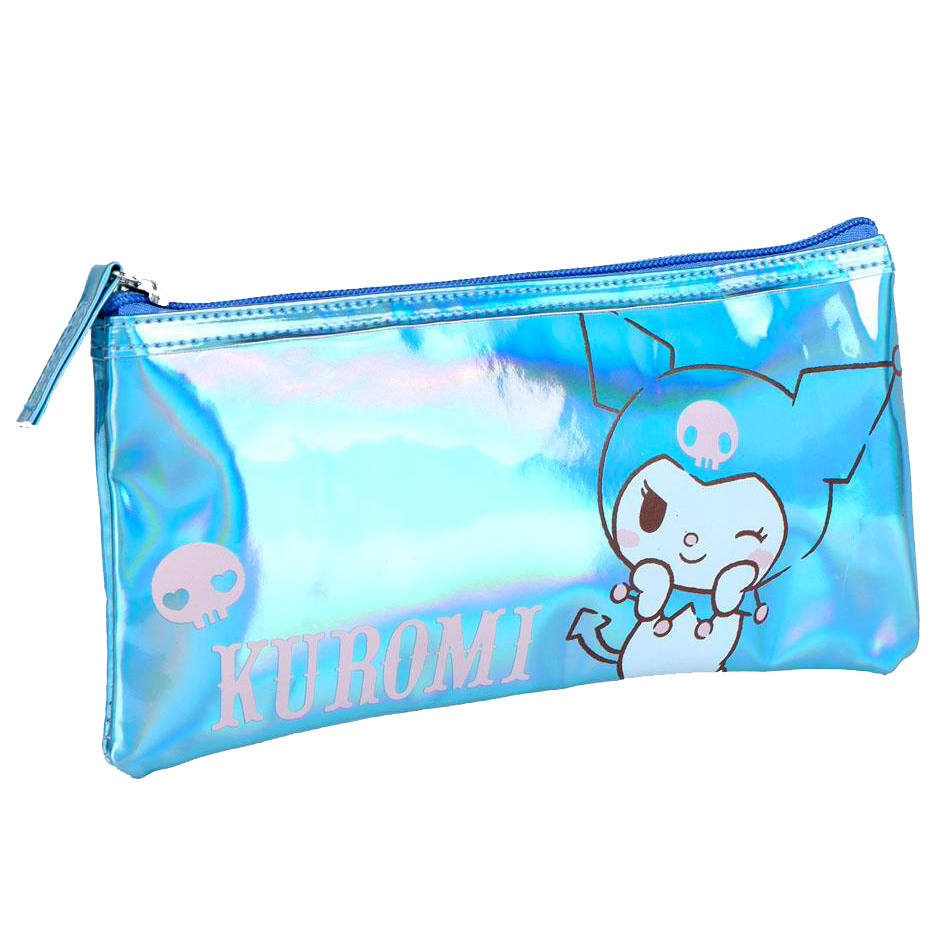 Blå Sanrio Kuromi Pennfodral & Sminkfodral – Kawaii Förvaring med Dragkedja